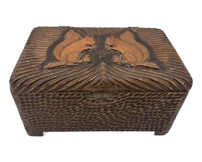 Folk Art Carved Squirrel Box