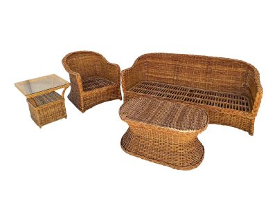 1960s Bar Harbor Wicker Patio Set, 4 Pieces