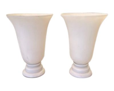 This is a pair of Vienne torchiere table lamps. These are in a frosted matte glass wired with one full size bulb. These are great on a mantle or sideboard. One has a very minor flea bite on the inside of the rim, which is hardly noticeable. These are not signed.. Dimensions 11 W 11 D 15 L Styles Art Deco Lamp Shade Not Included Brand Vianne Glass Co. Period 1970s Country of Origin France Item T...