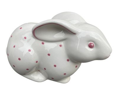 1990s Pink Tiffany Porcelain Bunny Rabbit Bank