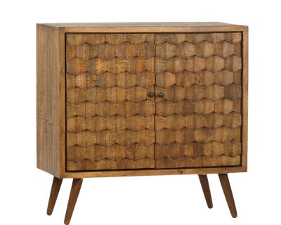 Raw Hexagon Wood Side Cabinet