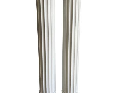 Newly Lacquered Vintage Art Deco Torchiere Column Floor Lamps - a Pair