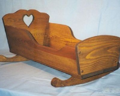 Traditional Wooden Doll Cradle Made By Hand in America in Manhattan, NY