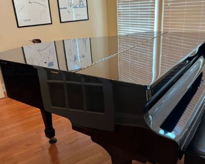 Samick black lacquer baby grand piano with matching bench. $4500