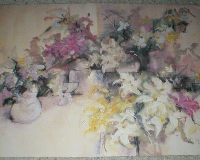 Floral Art Print by Len Garon 1987 Signed Dated & Numbered - Unframed