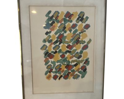 Vintage Modern Abstract Lithograph, Framed, Signed, Numbered