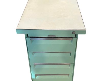 Mid 20th Century 4 Drawer Plus Shelf Narrow Steel Cabinet