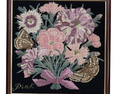 Framed Floral Needlepoint