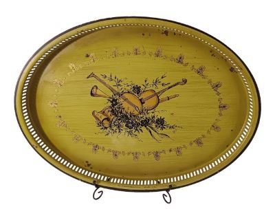 Vintage Hand Painted Large Oval Toleware by Nashco, Ny - Signed R.P.