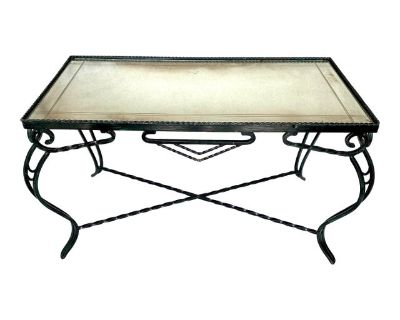 1940s French Wrought Iron and Mirror Coffee Table
