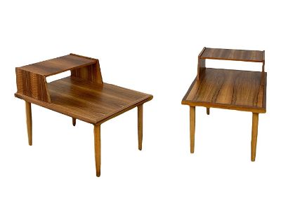 1980s Rosewood and Walnut Side Tables - Pair