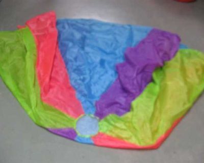 I have 2 large pieces of nylon fabric: one is from a beach umbrella so the nylon is sturdy,, the other was a parachute used at a kid's party so it's a more light weight fabric. These can be useful for: covering outdoor furniture, covering large outdoor toys or a bicycle, or whatever else you can think of. Take one or both