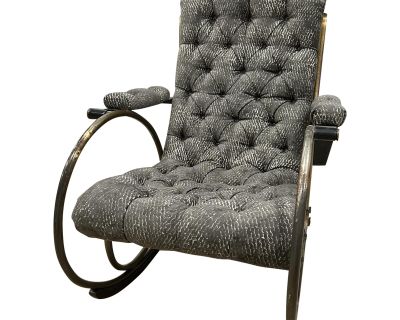 1960s Mid-Century Lee Woodward Tufted Chenille Sculptural Rocking Chair