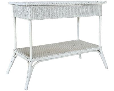 Mid-20th Century Coastal Shabby Chic Loyd Loom Wicker Console Table