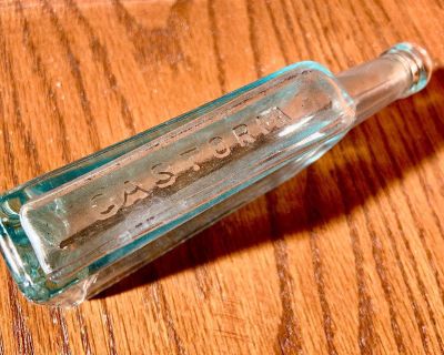 Early 1900s Aqua Chas H Fletcher Castoria Bottle