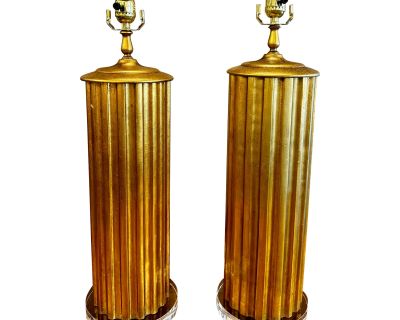 Gilded Wood Lamps a Pair