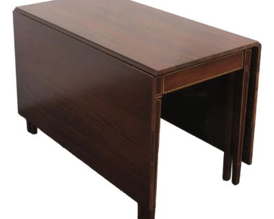 1940s Mahogany Inlay Drop Leaf Dining Dinette Table 5899