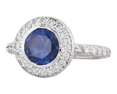 2.10ctw Lab created Blue Sapphire Diamond Halo Ring 14k Gold Size 5 Engagement