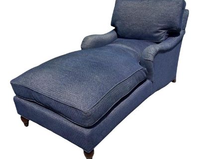 Roll Arm Chaise Lounge Daybed, Handmade in America by Lee Jofa