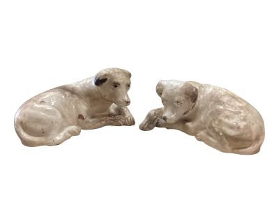 Pair of Mid 20th Century British Colonial Resting White Dogs