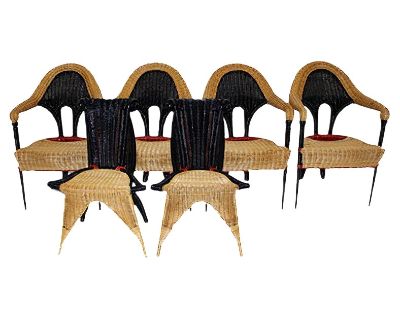 Wicker Chairs by Borek Sipek for Driade, 1988, Set of 6