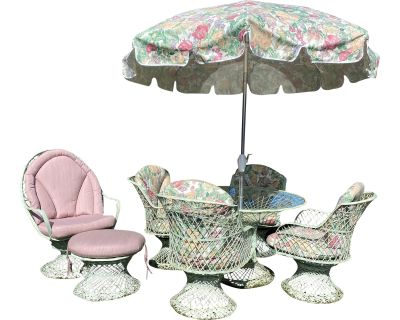 Patio Deck Table Set Vintage Outdoor Furniture Chairs Lounge Cushions Mid Century Modern