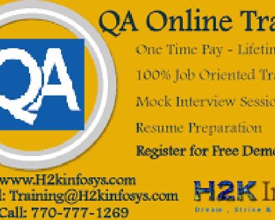 Software Quality Assurance Online Training on Live-projects + Job support by H2k Infosys.