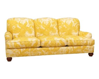 Custom Made Modern English Arm Sofa in Chinoiserie Brushed Cotton High Designer Fabric