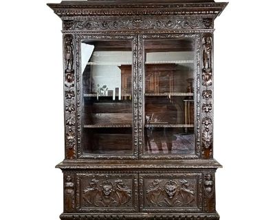 Antique French Louis XIII Style Renaissance Revival Step Back Cabinet C. Mid 19th Century