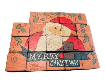 Vintage Wooden Block Puzzle Set Early 20th C. Antique