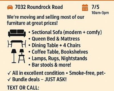 MOVING SALE - FURNITURE MUST GO!