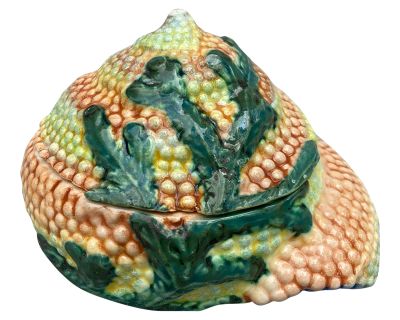 Vintage Vietri Majolica Italian Seshell Seaweed Porcelain Box