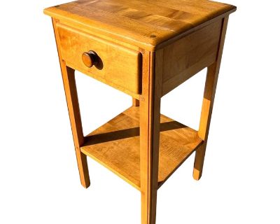 1950s Vintage Maple Nightstand Telephone Table Attributed to Cushman