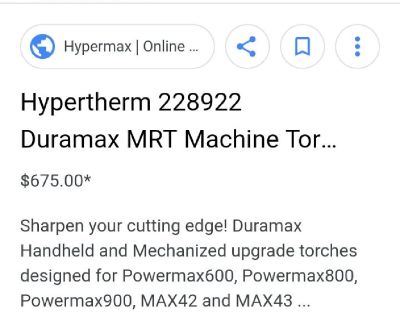 Hypetherm Duramax MRT Torch