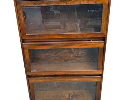 Vintage Stained Pine 3 Stacking Barrister Bookcase