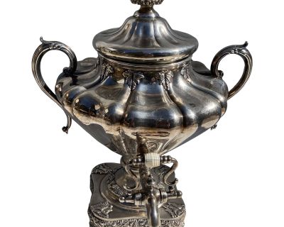 Early 20th Century Silver Plated Floral Pattern Sheffield Style Hot Urn / Samovar/Beverage Dispenser