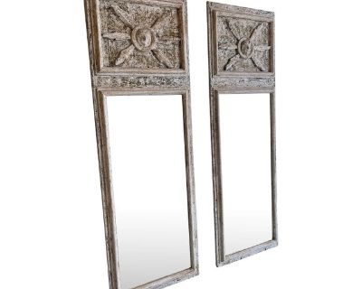Handsome Pair of Tuscan Mirrors With Carved Face Motif