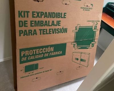 2-part box expands to accomodate flat screen TV with Max. Size 88"W X 48" X 6-5/16D". Easy porch pickup. Check out the pictures at: