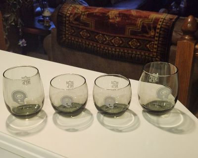 Complete set of "4" Authentic Vintage 1970's GREEN BAY PACKERS Smoked Glasses