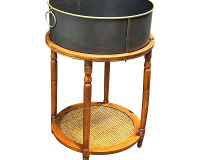 Large Tole Cachepot on Stand, Wine Cooler Bar