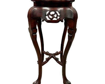 Early 20th Century Chinese Carved Rosewood Pedestal Table/Plant Stand