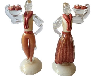 Stunning Pair of Vintage Murano Glass Figures