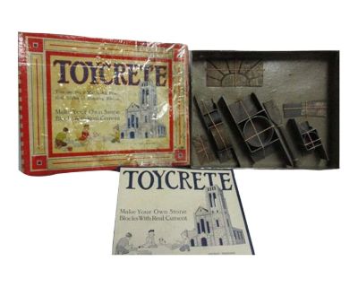 1916 Antique Toycrete Make Your Own Stone Blocks With Metal Tools Mold Kit