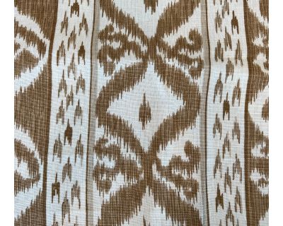 Rapallo Cowtan + Tout Ikat Golden Beige on Off White Linen Fabric - 2 1/3 Yards