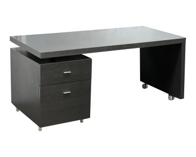 Ligne Roset Cineline Ebony Oak Veneer Desk With Attached Filing Cabinet