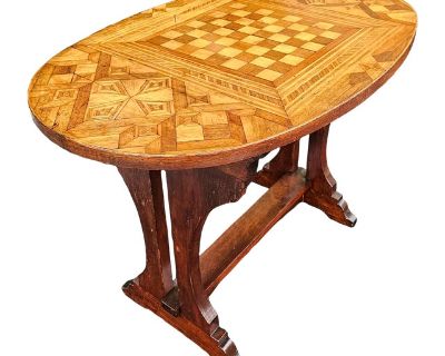 Antique Marquetry Chess Table