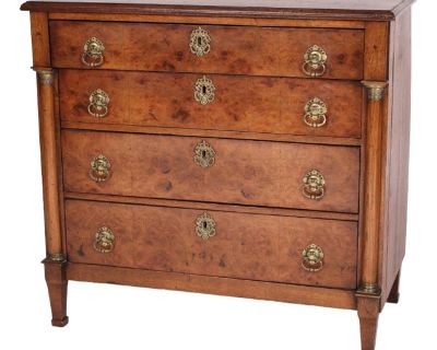 Antique Empire Oak and Burl Elm Chest of Drawers