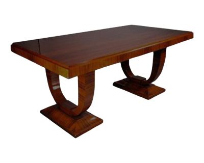 1930s French Art Deco Rosewood Dining Table With High Gloss Finish