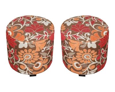 Vintage Bohemian Poufs in Post Modern Velvet Upholstered Stools 1970s Style