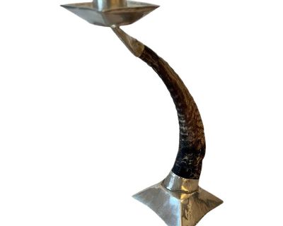 Ram's Horn and Silver Candle Stick Holder